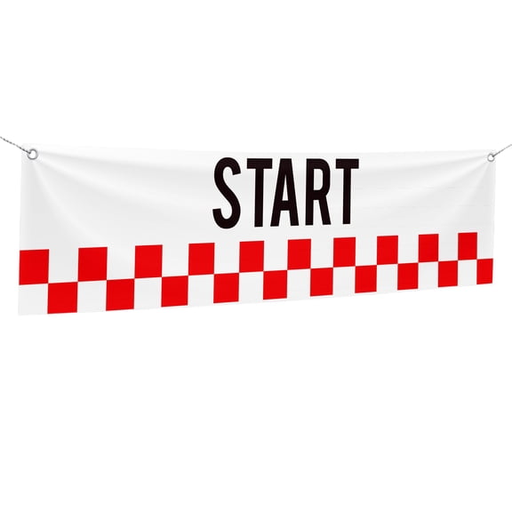 Start Line Large Banners and Signs for Outdoor by DreamController-Polyester Banner with 4 Holes for Easy Hang Indoor & Outdoor| 4x1 Feet UV & Water Resistant HD Banner| Made in USA