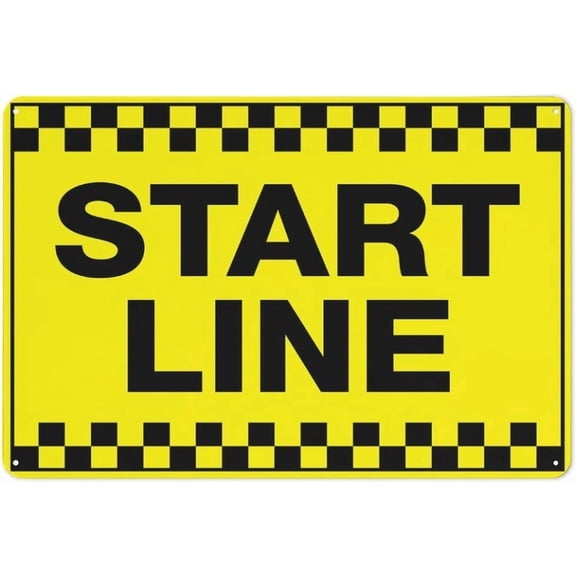 Start Line Sign – 8x12 Inch RustFree Aluminum,Reflective & Weatherproof,HighVisibility Race Start Warning for Tracks,Courses or Event Areas