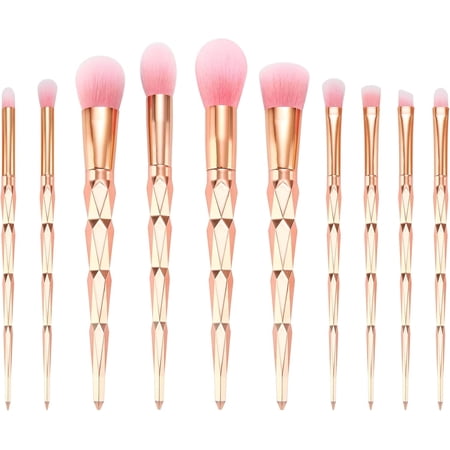 10-Piece Professional Makeup Brush Set - Premium Synthetic Gold Brushes for Foundation, Powder, Blush, Concealer, Eyeshadow & Eyebrow - Complete Face & Eye Kit