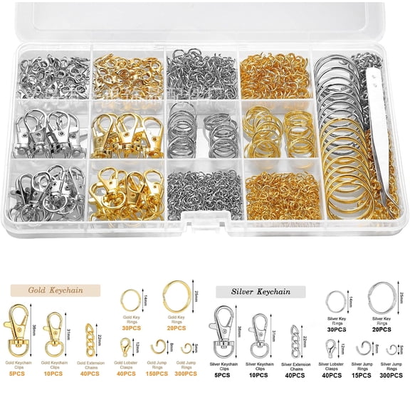 Start Makers 1130Pcs Keychain Making Kit with Organizer Box Jewelry Making Supplies for Bag Accessories, Jewelry, Crafting - Gifts for Handmade Enthusiasts