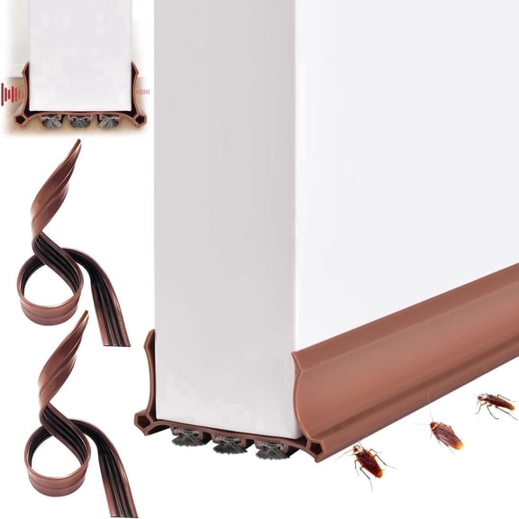 2-Pack Weather Stripping Door Seal START MAKERS Under Door Draft Stopper with Brush Adjustable Self-Adhesive Door Seal for Soundproof, Weather, Insect Barrier, 39" Length