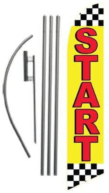 Start Marker Advertising Feather Banner Swooper Flag Sign with Flag Pole Kit and Ground Stake