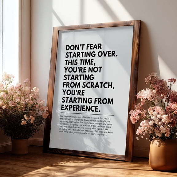 Start Over, Workplace Motivational Quote Wall Art, Office Prints, Decor, Inspirational Poster, Poster Only
