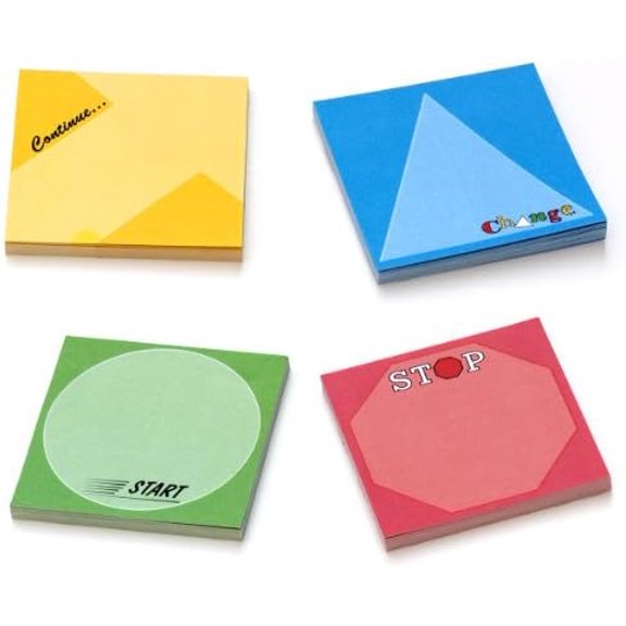 Start/Stop/Continue/Change Sticky Notes, Set of 20$$Office