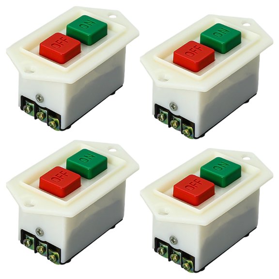 Start Stop Push Button Switch 380V 3 Phase 5A Waterproof Flush Mount Switch for Bench Grinder & Industrial Equipment