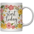 thumbnail image 1 of Start Today Floral Flowers with Inspirational Quote Ceramic Coffee Mug, 1 of 8