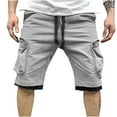 thumbnail image 1 of Start off 2024 HOOMEUMY Men's Drawstring Elastic Waist Two in One Sweatpants with Zipper Pockets Running Workout Shorts Gray 14, 1 of 5