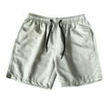thumbnail image 1 of Start off 2024 HOOMEUMY Men's Summer Straight Fit Pull-On Drawstring Elastic Waist Cropped Beach Shorts with Pockets light gray 8, 1 of 9