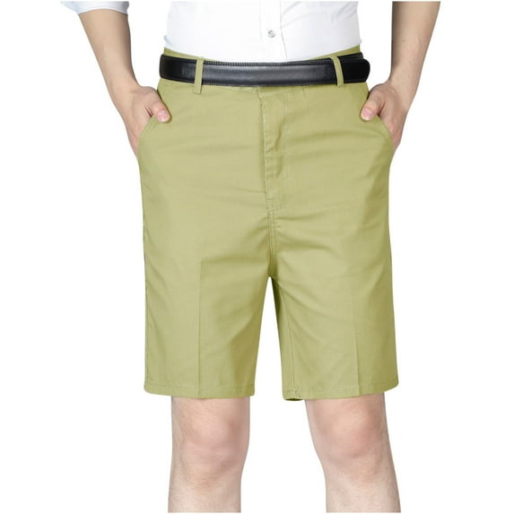 Start off 2024 HOOMEUMY Men's Summer Straight Fit Shorts with Pockets Solid Color Dress Shorts for Work Office Golf Khaki 8
