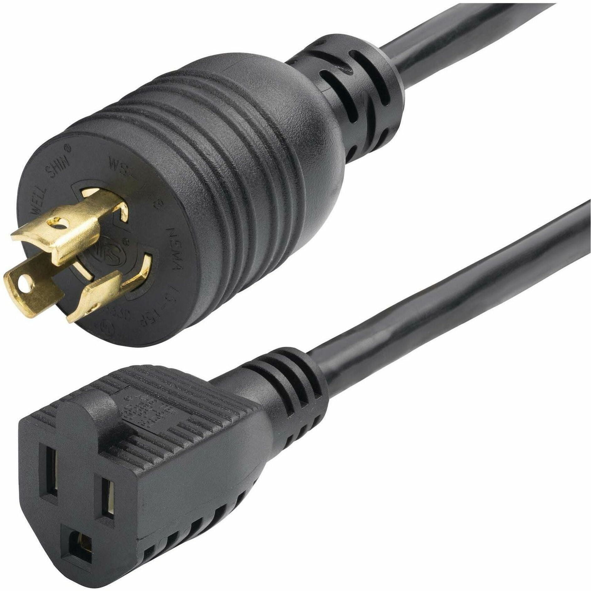 StarTech 1ft 30cm Heavy Duty Power Cord Twist-Lock NEMA L5-15P to NEMA 5-15R 15A 125V 14AWG UL Listed TAA
