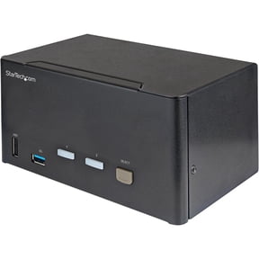 StarTech.com 2 Port Triple Monitor DisplayPort KVM Switch 4K 60Hz UHD HDR, DP 1.2 KVM Switch, 2-Pt USB 3.0 Hub, 4x USB HID, Audio, Hotkey