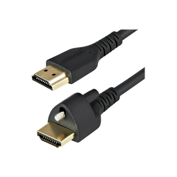 StarTech 1m3ft HDMI Cable with Locking Screw 4K 60Hz HDR High Speed HDMI 2.0 Cable with Ethernet Secure Locking Connector M/M