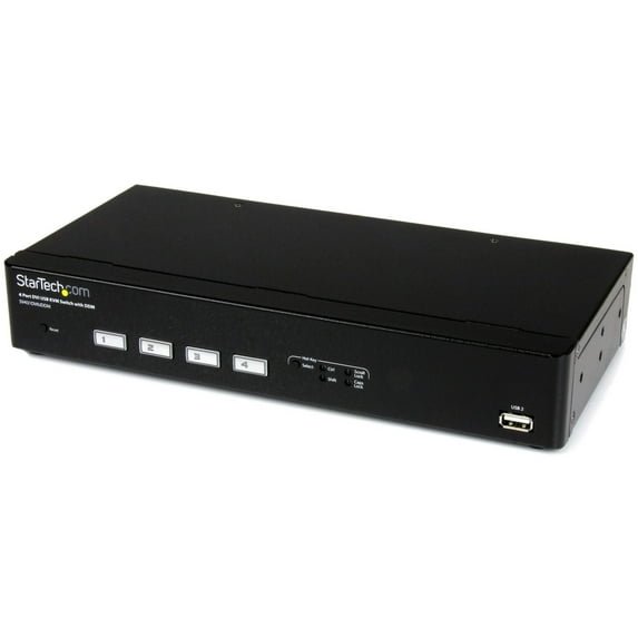 Startech 4 Port USB DVI KVM Switch with DDM Fast Switching Technology and Cables - Control 4 DVI USB-equipped PCs with a single peripheral set with USB Dynamic Device Mapping to avoid switching lag-ti