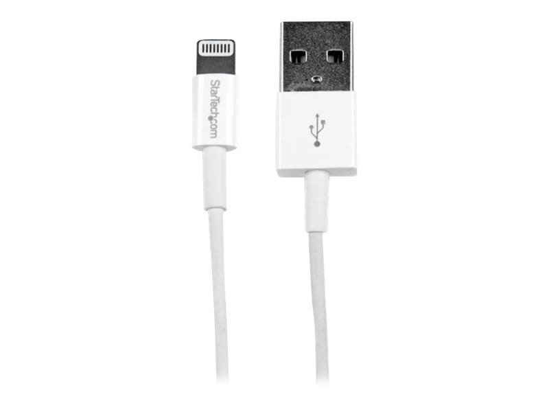 StarTech.com 3 ' / 1m USB Lightning Cable for iPhone iPod iPad - White - Discontinued, Limited Stock, Replaced by RUSBLTMM1M (USBLT1MWS) - Lightning cable - Lightning male to USB male - 3.3 ft - shielded - white - for P/N: HB30C4AFS, ST73007UA, USB2PCARBK, USB2PCARBKS, USBLT2PCARW, USBUB2PCARB
