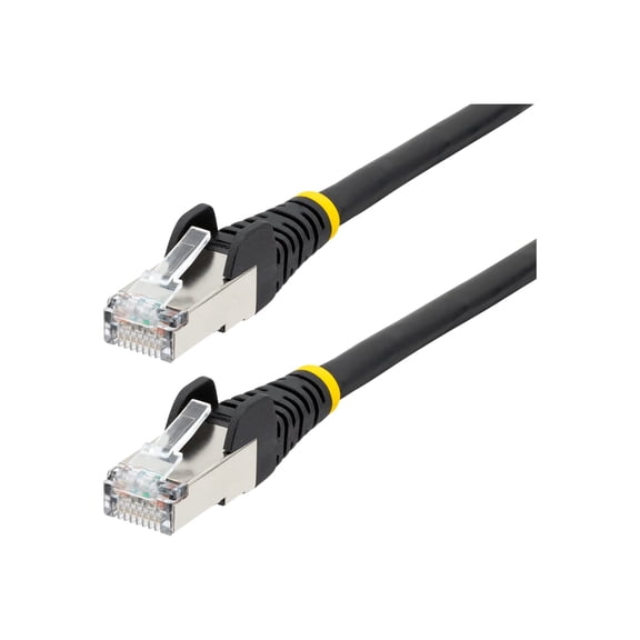 StarTech 1ft CAT6a Ethernet Cable Black Low Smoke Zero Halogen LSZH 10 GbE 100W PoE S/FTP Snagless RJ-45 Network Patch Cord