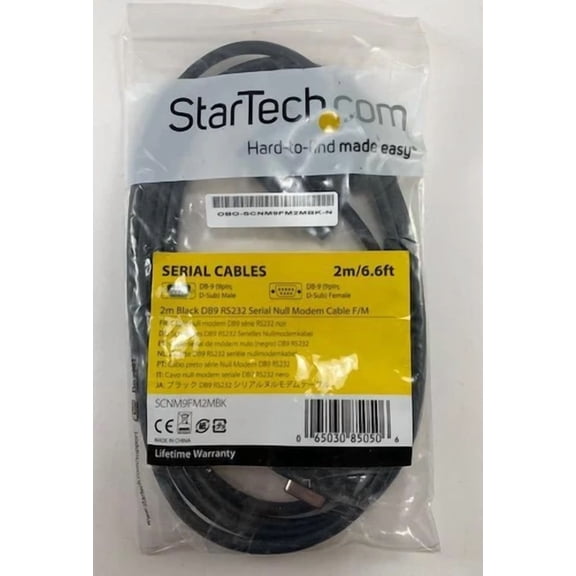 Startech Scnm9Fm2Mbk Black Db9 Rs232 Serial Null Modem Cable F/M 2M/6.6Ft