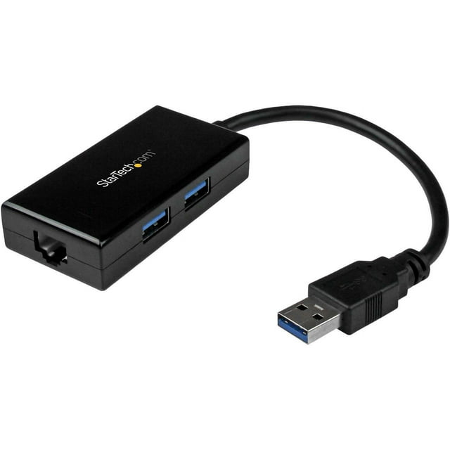 Startech USB 3.0 to Gigabit Network Adapter with Built-In 2-Port USB Hub - Native Driver Support (Windows, Mac and Chrome OS) - Add Gigabit Ethernet connectivity and two USB 3.0 ports to your lapto...