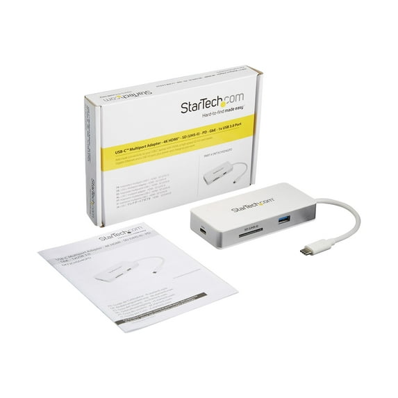 Startech USB C Multiport Adapter - 4K HDMI - SD / SDHC / SDXC Slot (UHS-II) - Power Delivery - GbE - USB 3.0 Port - USB C Adapter - USB C Hub - for Notebook/Tablet PC - 60 W - USB Type C - 3 x USB Por