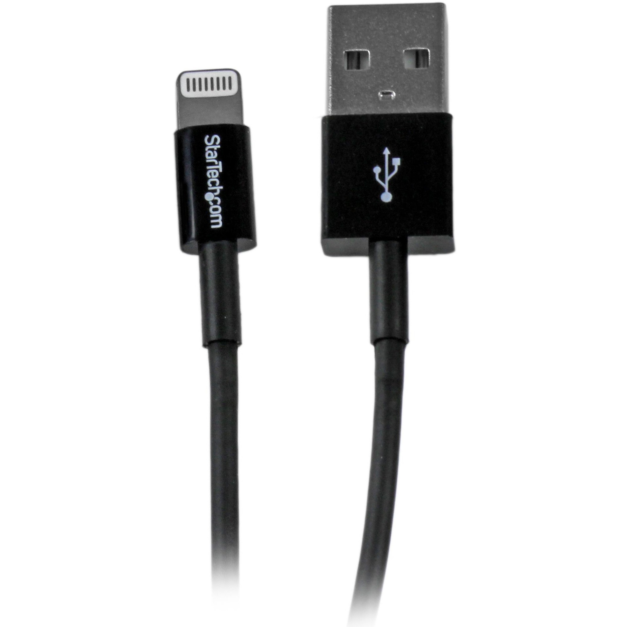 Startech USBLT1MBS USB to Lightning Cable Apple MFi Certified Slim 1 m (3 ft.) Black - image 1 of 4