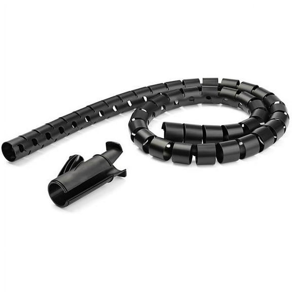 Startech.com 1.5m (4.9ft) Cable Management Sleeve - Spiral - 1" (25mm) Diameter - W/ Cable Loading Tool - Black (cmscoiled) - Cable Sleeving Kit - Black - 5 Ft