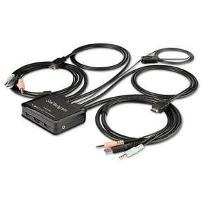 Startech.com 2 Port Hdmi Kvm Switch, 4k 60hz, Compact Dual Port Uhd/ultra Hd Usb Desktop Kvm Switch With Integrated 4ft Cables & Audio, Bus Powered & Remote Switching, Macbk Thinkpad - 4k Kvm Switch