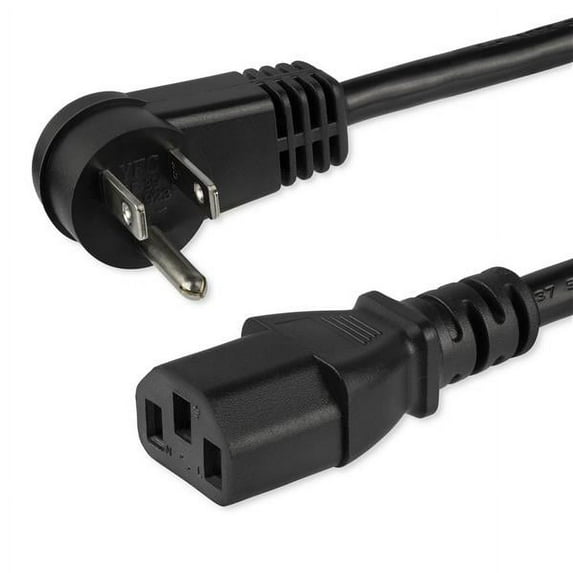 Startech.com Cord - 10 Ft / 3m - Nema 5-15p To C13 Cord - Right Angle - Computer Cord - Cable - Supply Cord - Cable - Iec 60320 C13 Straight To Nema 5-15p (p) Right-angled - 125 V - 10 A - 10 Ft -