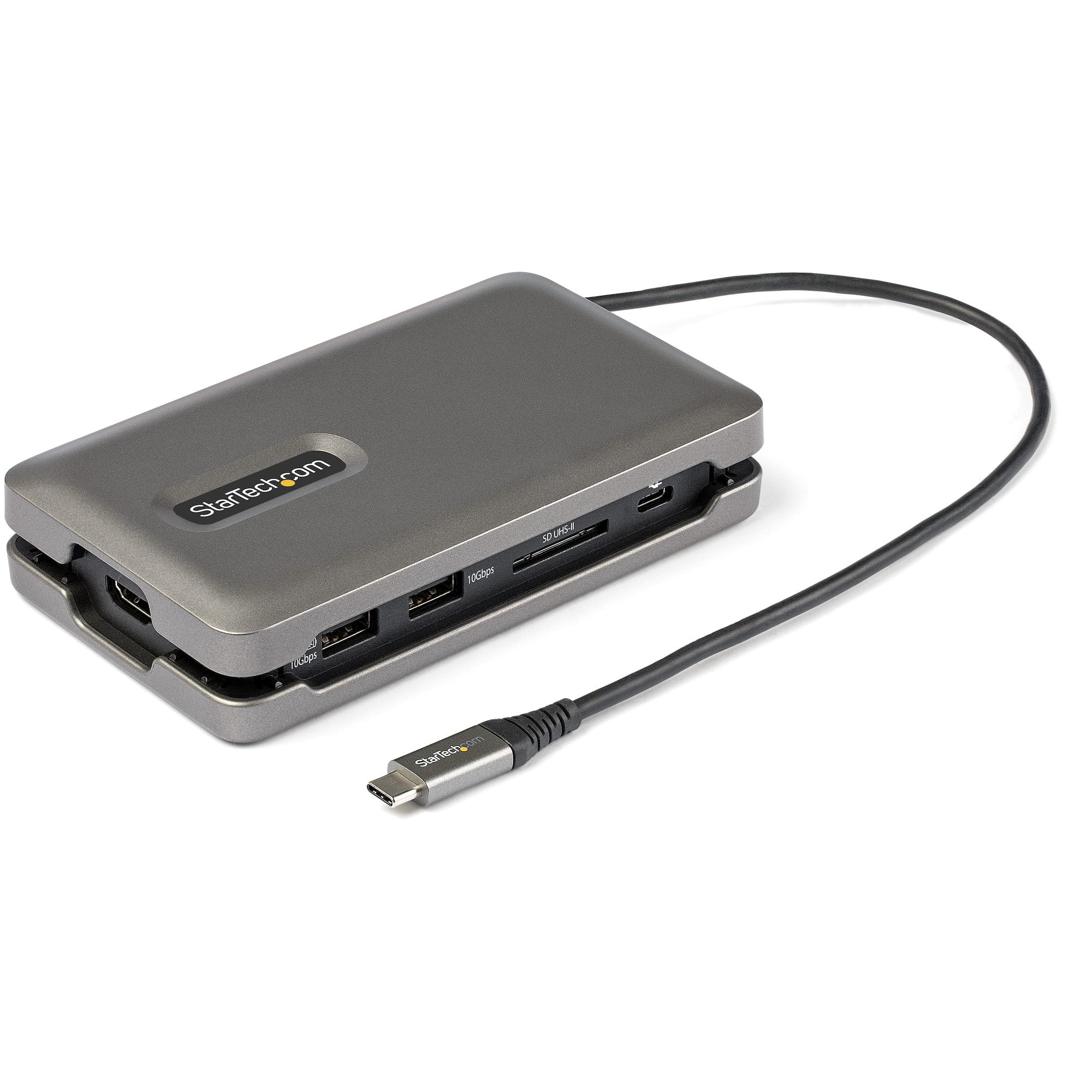 Startech.com Usb C Multiport Adapter, Usb C To 4k 60hz Hdmi 2.0, 2-port 10gbps Usb Hub, 100w Delivery Pass-through, Gbe, Sd/microsd, Usb Type-c Mini Dock, 10"/25cm Attached Cable - Usb C Docking