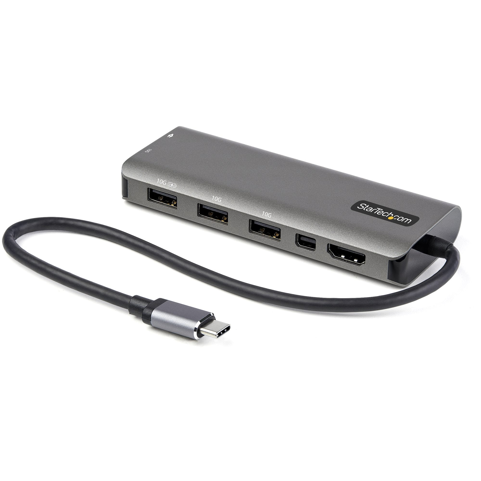 Startech.com Usb C Multiport Adapter, Usb-c To Hdmi Or Mini Displayport 4k 60hz, 100w Delivery Pass-through, 4-port 10gbps Usb Hub, Usb Type-c Mini Dock, 12"/30cm Long Attached Cable - Works W/