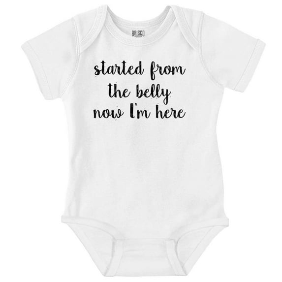 Started From Belly Now Here Funny Rap Romper Boys or Girls Infant Baby Brisco Brands 18M