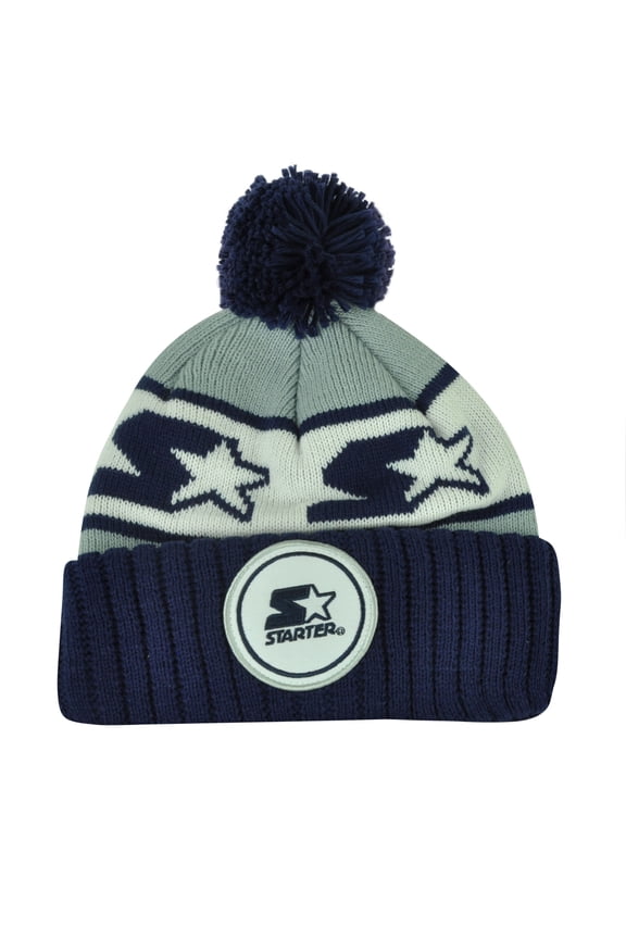 Blank Navy Blue Gray Pom Pom Beanie Knit Cuffed Toque Solid Plain Winter