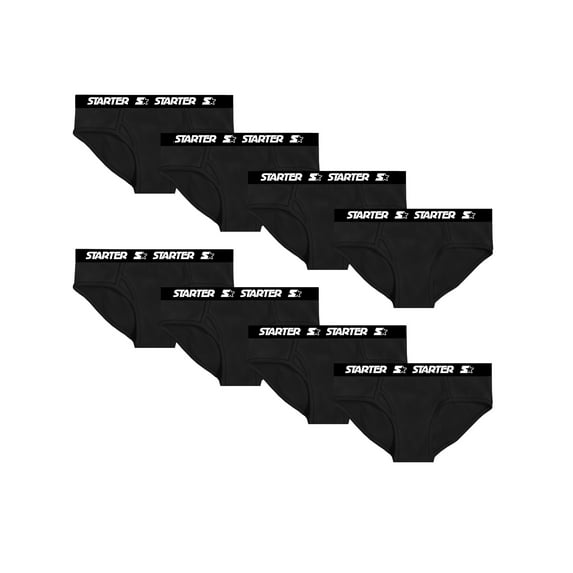 Starter Cotton Mens Briefs Breathable Underwear for Men, Black Small 8-Pack