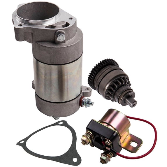 Starter & Drive & Relay Solenoid for Polaris ATVs/UTVs - 308-4403, 358-5393, 308-5394, 308-7030 - 12V, 9T, 17T - Trail Blazer, Scrambler, Xplorer & More
