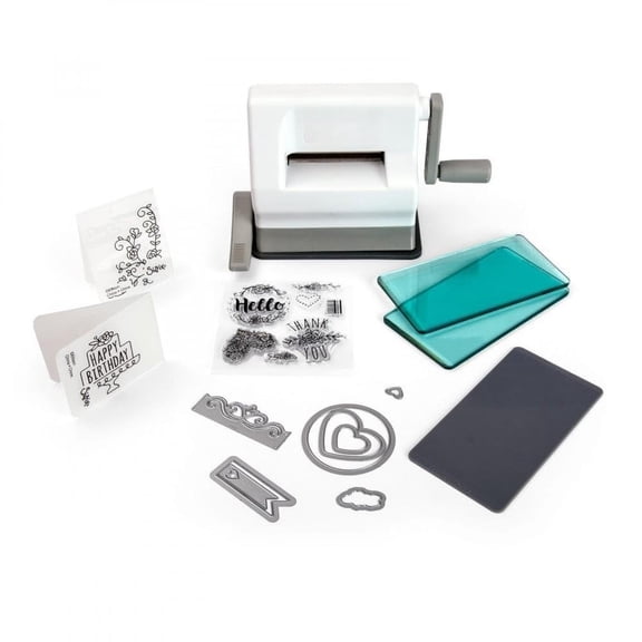 Starter Kit 661770 Portable Manual Die Cutting & Embossing Machine for Arts & Crafts, Scrapbooking & Cardmaking, 6.35 cm Opening, 2.5" Opening, White