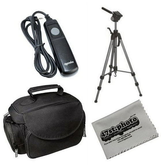 Starter Kit with Opteka OPT-7000 70" Professional Tripod, Microfiber Deluxe Gadget Bag, Remote Shutter Release Cord and Microfiber Cleaning Cloth for Nikon D90 D3100 D5000 D7000 Digital SLR Cameras