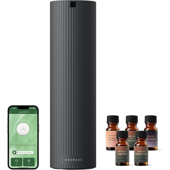 Starter Kit  Waterless Essential Oil Diffuser for Home, 1500 Sq.Ft Coverage Scent Air Machine, Smart Auto Mode Diffuser with Cold Air Tech (Black)