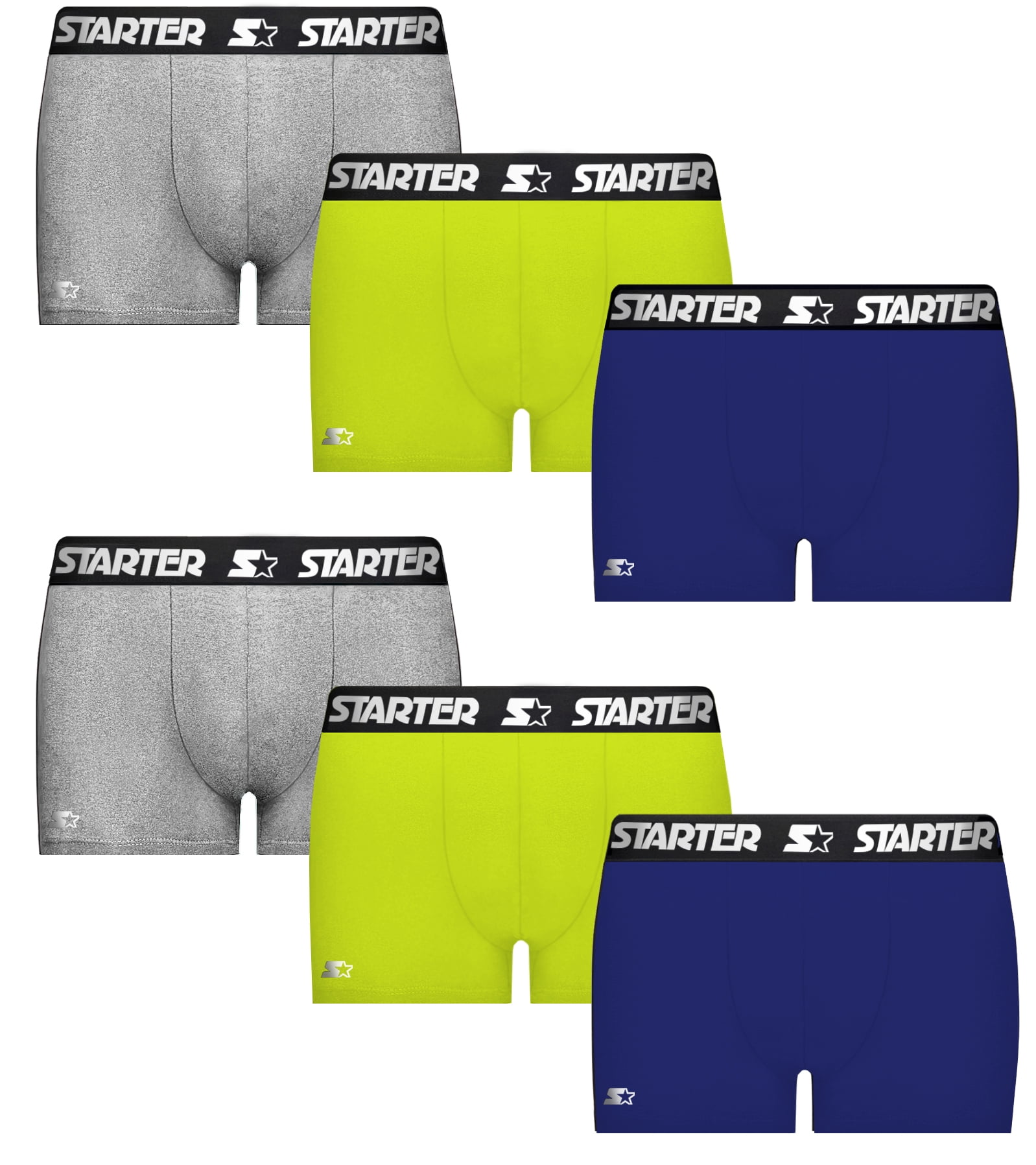 Starter Medium Breathable Cotton Underwear Boxers, Royal/Lime (6-Pack)