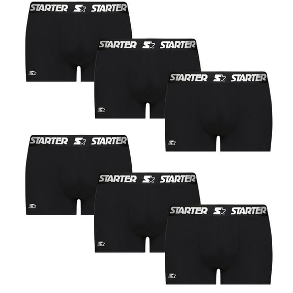 Starter Men’s Breathable Cotton Underwear Boxer, Black (6 Pack)
