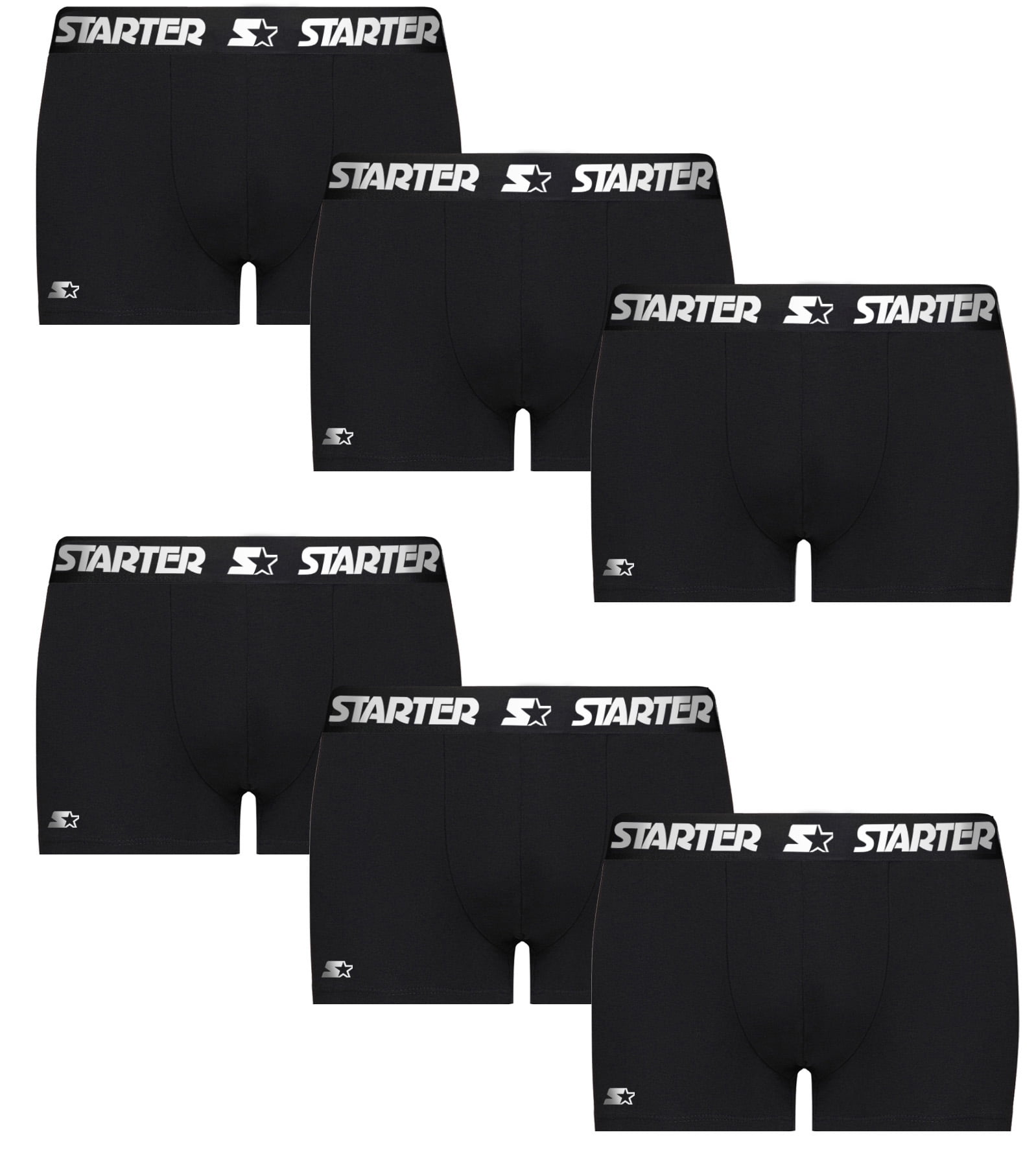 Starter Men’s Breathable Cotton Underwear Boxers, Black (6 Pack)