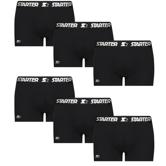 Starter Men’s Breathable Cotton Underwear Boxers, Black (6 Pack)