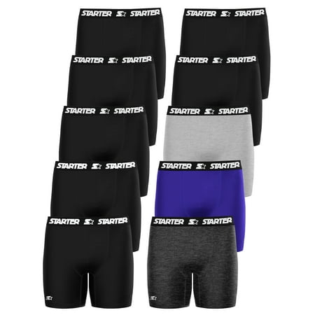 Starter Men's Breathable Polyester Boxer Briefs, (10 Pack)