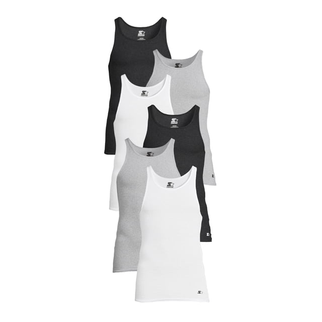 Starter Men's Breathable Tagless Tank Top Under Shirts, 6-Pack
