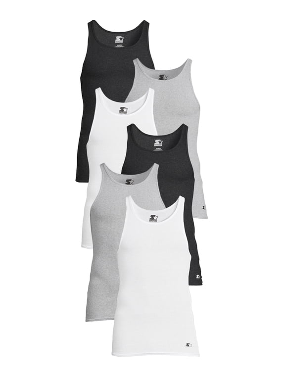 Men's Breathable Tagless Tank Top Under Shirts, 6-Pack