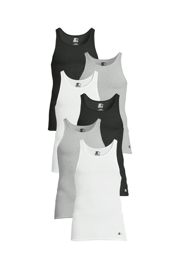 Men's Breathable Tagless Tank Top Under Shirts, 6-Pack