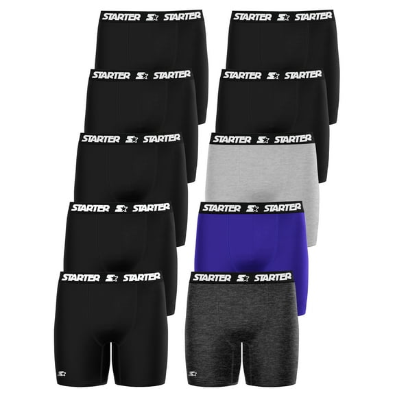 Starter Men's Elastic Waist Polyester Boxer Briefs, (10 Pack)