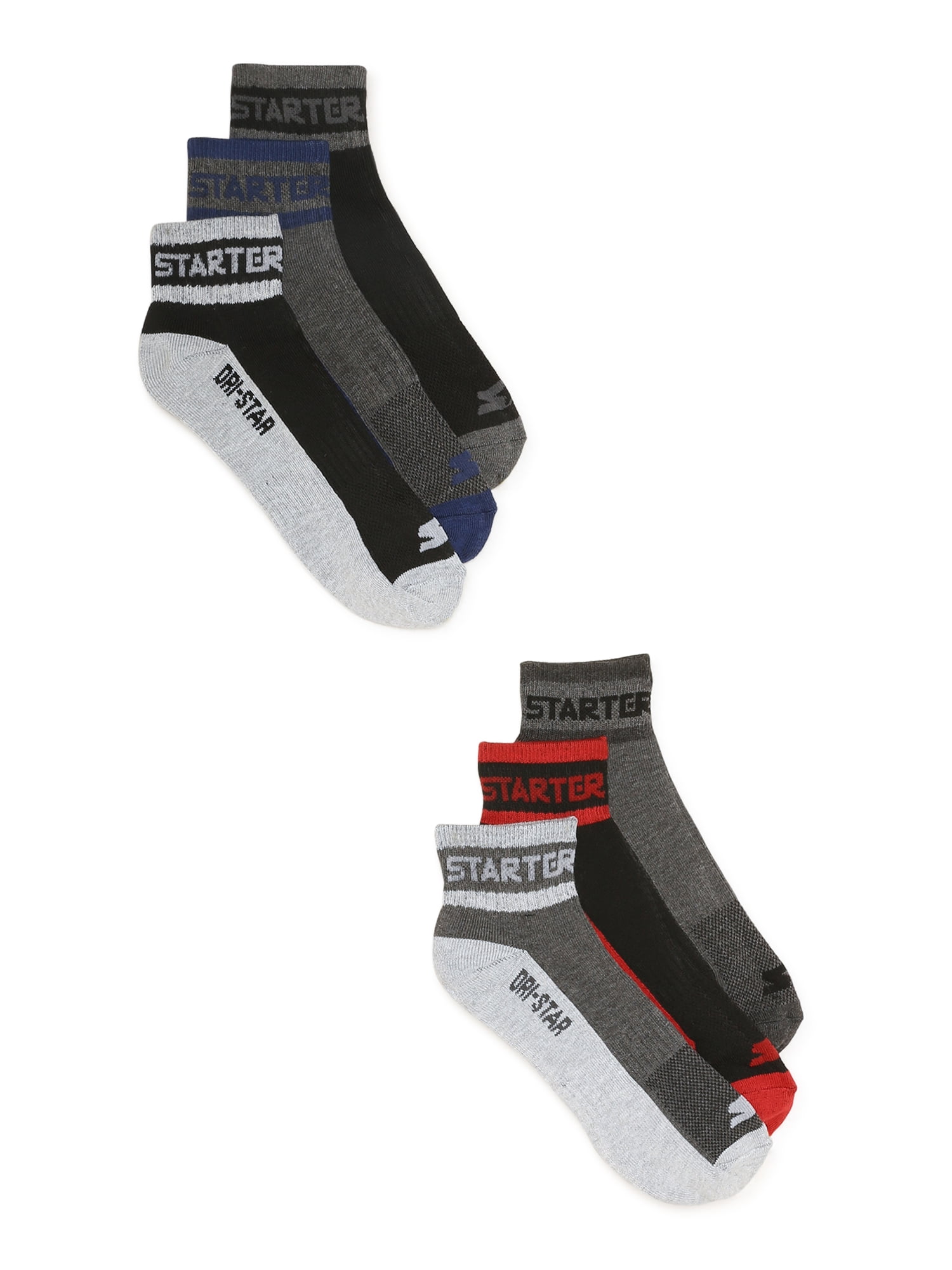 Starter Men's Half Cushion Quarter Socks, 6-Pack