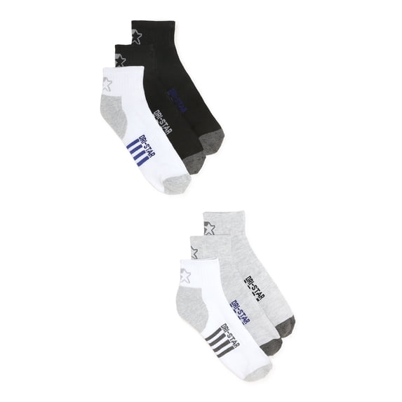 Starter Men's Half Cushion Quarter Socks, 6-Pack