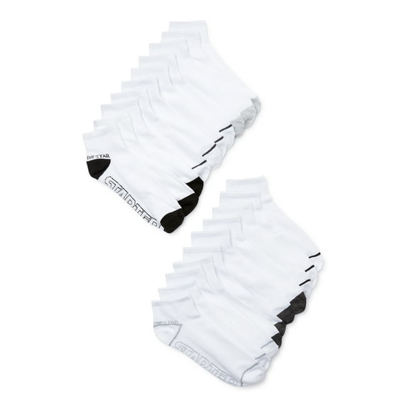 Starter Men's Outline Logo Quarter Socks, 20-Pack