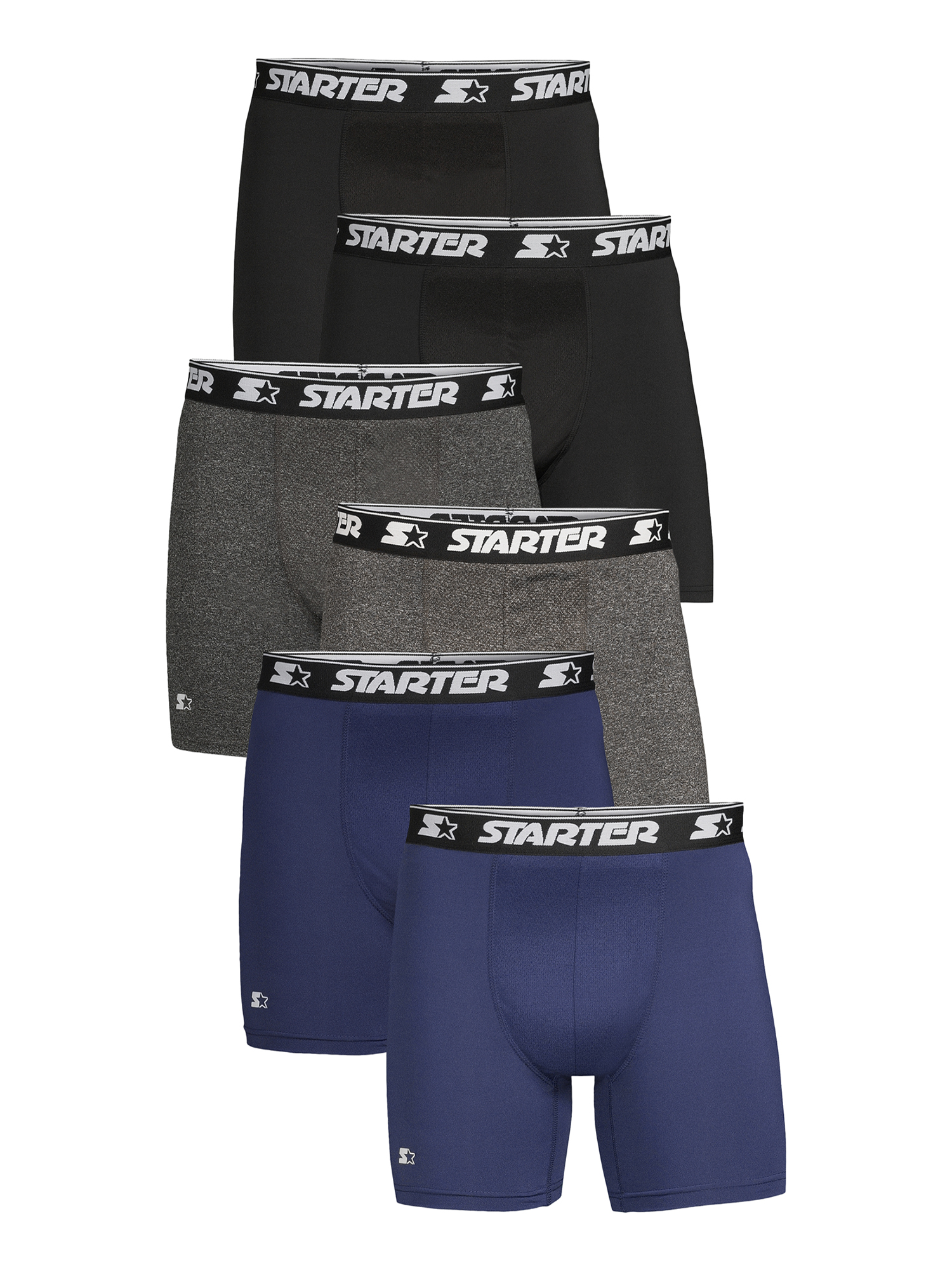 Starter Men's Performance Athletic Stretch Boxer Briefs, 6-Pack ...