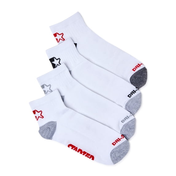 Starter Men's Starter Logo Dri-Star Quarter Socks, 4-Pack