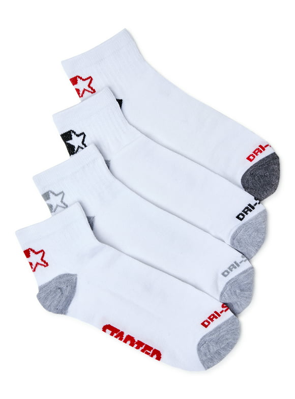 Starter Men's Starter Logo Dri-Star Quarter Socks, 4-Pack